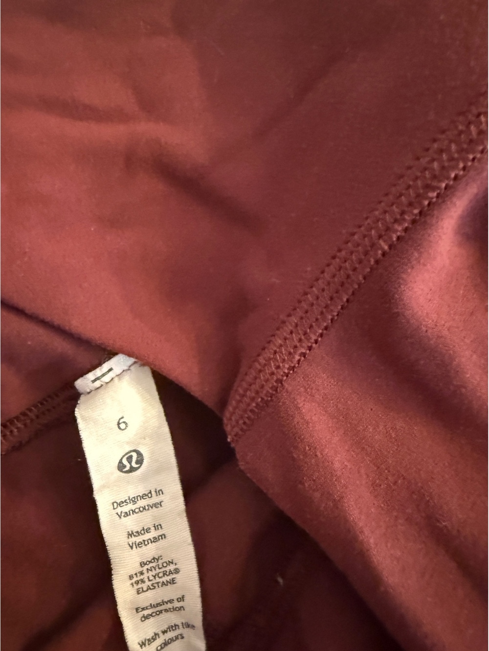 Lululemon Burgundy High-Rise Leggings Size 6 - Picture 3 of 3
